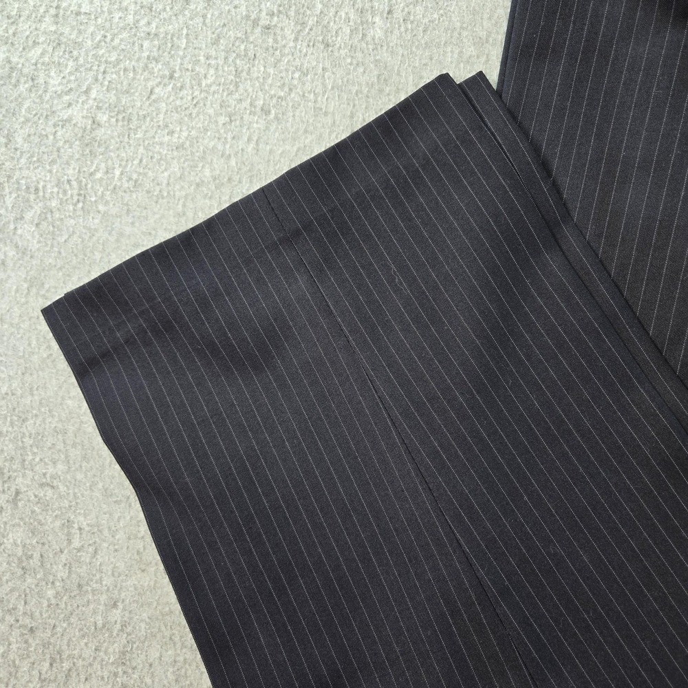 Ralph Lauren Suit Pants Mens 36x30 Black Striped Polyester Rayon Belted - Picture 2 of 10
